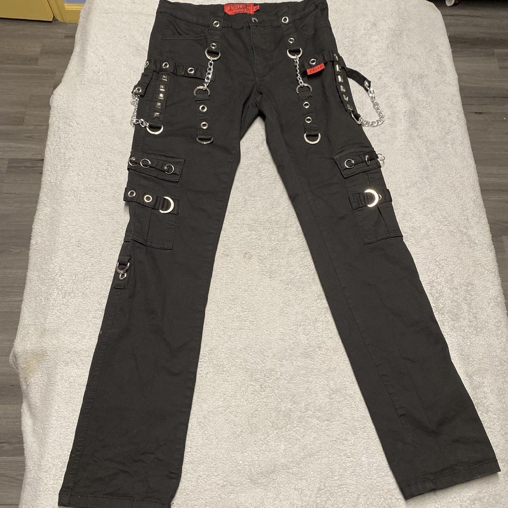 Tripp NYC Pants 30x31 Black Chains Metal Studs Goth Rave Cargo Daang Goodman